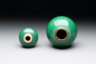 Four Chinese green crackle-glazed vases, 19th C.