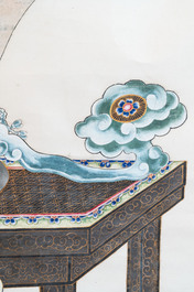 In the manner of Chen Shaofeng 陳兆鳳 (Late Qing Dynasty): 'Qinggong 清供', ink and colour on paper, Cixi mark, 20th C.