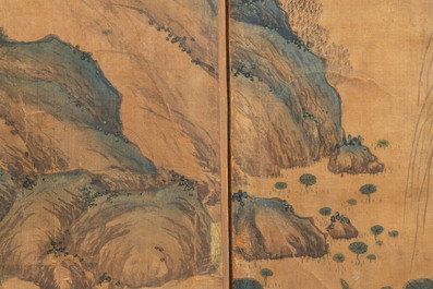In the manner of Qiu Ying 仇英 (1494-1552): 'Festival in Chinese Garden', ink and colour on silk, 17/18th C.