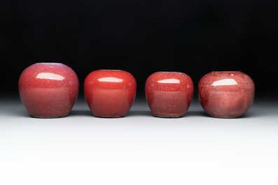 Four Chinese copper-red-glazed water pots, 19th C.