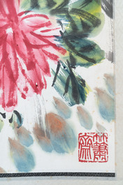 Linlu Xu 许麟庐 (1916-2011): 'Bird and chrysanthemum', ink and colour on paper