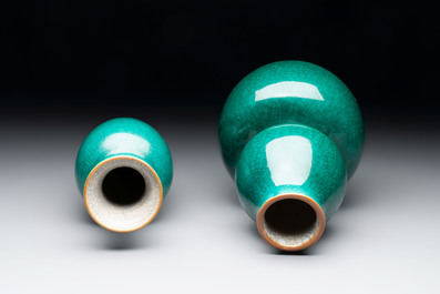 Four Chinese green crackle-glazed vases, 19th C.