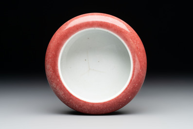 Two Chinese copper-red-glazed brush washers, Kangxi mark, 19th C.