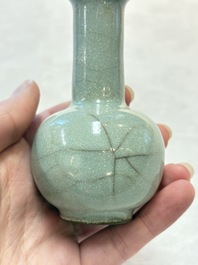 A small Chinese Guan-type Longquan celadon bottle vase, Song/Yuan