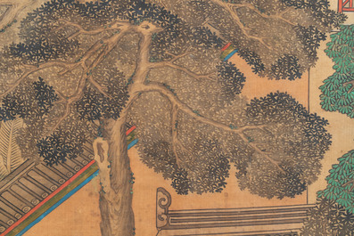 In the manner of Qiu Ying 仇英 (1494-1552): 'Festival in Chinese Garden', ink and colour on silk, 17/18th C.