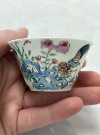 Seven Chinese famille rose cups and saucers, Yongzheng/Qianlong