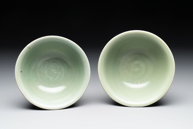 Two Chinese Longquan celadon bowls, Ming