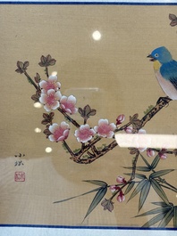 A collection of seven Chinese school paintings: 'Birds, butterflies and flowers', ink and colour on silk, various signatures, 20th C.