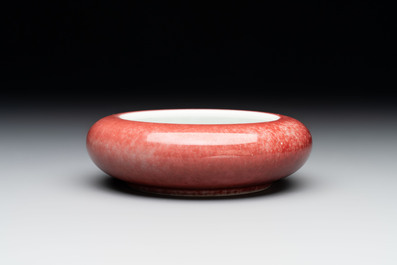Two Chinese copper-red-glazed brush washers, Kangxi mark, 19th C.