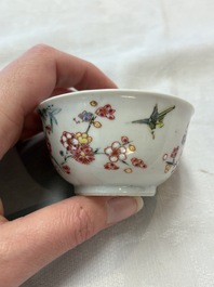 Seven Chinese famille rose cups and saucers, Yongzheng/Qianlong