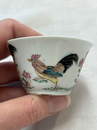 Seven Chinese famille rose cups and saucers, Yongzheng/Qianlong