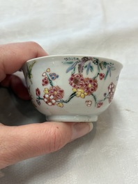 Seven Chinese famille rose cups and saucers, Yongzheng/Qianlong