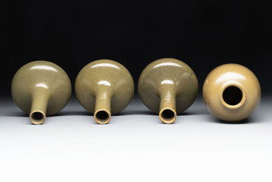 Four Chinese teadust-glazed vases and a brush washer, 19th C.