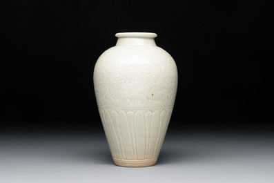 A Chinese qingbai vase with floral design, Song/Yuan