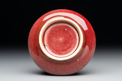Two Chinese copper-red-glazed brush washers, Kangxi mark, 19th C.