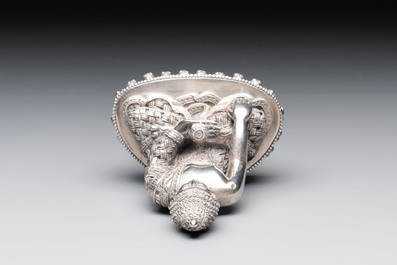 A fine Nepalese silver Buddha, 20th C.