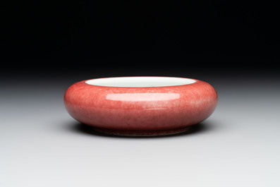 Two Chinese copper-red-glazed brush washers, Kangxi mark, 19th C.