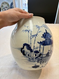 A Chinese blue and white 'lotus pond' jar for the Vietnamese market, Yongzheng mark, 18/19th C.