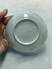 Seven Chinese famille rose cups and saucers, Yongzheng/Qianlong