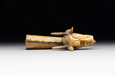 A Chinese gilt-bronze ornament in the form of a dragon, 18th C.
