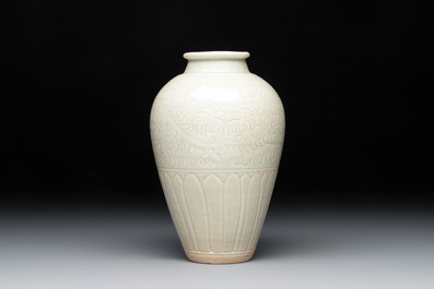 A Chinese qingbai vase with floral design, Song/Yuan