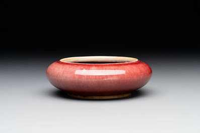 Two Chinese copper-red-glazed brush washers, Kangxi mark, 19th C.