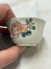 Seven Chinese famille rose cups and saucers, Yongzheng/Qianlong