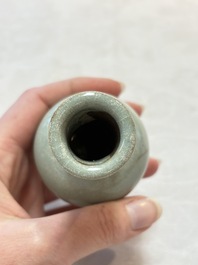 A small Chinese Guan-type Longquan celadon bottle vase, Song/Yuan