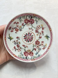 Seven Chinese famille rose cups and saucers, Yongzheng/Qianlong