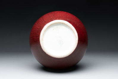 A Chinese copper-red-glazed bottle vase, 20th C.
