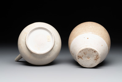 A Chinese crackle-glazed vase and a cream-glazed kendi, Tang/Song