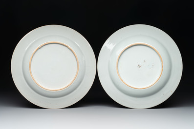 Eight Chinese famille rose plates with birds, Yongzheng/Qianlong