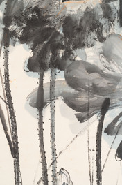 In the manner of Zhang Daqian 張大千 (1898-1983): 'Lotus', ink and colour on paper