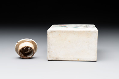 A Chinese 'Wu Shuang Pu' covered teapot and a qianjiang cai covered tea caddy, signed Lei Guangheng 雷光亨, 19th C.
