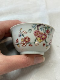 Seven Chinese famille rose cups and saucers, Yongzheng/Qianlong