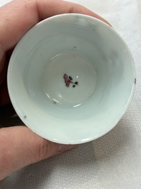 Seven Chinese famille rose cups and saucers, Yongzheng/Qianlong