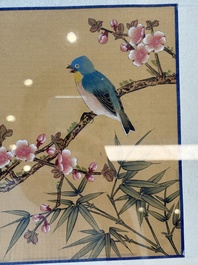 A collection of seven Chinese school paintings: 'Birds, butterflies and flowers', ink and colour on silk, various signatures, 20th C.