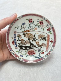 Seven Chinese famille rose cups and saucers, Yongzheng/Qianlong