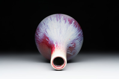 A Chinese flamb&eacute;-glazed bottle vase, Qianlong mark, 19/20th C.