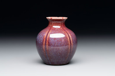 A Chinese flamb&eacute;-glazed 'pomegranate' vase, 18/19th C.