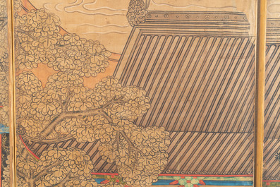 In the manner of Qiu Ying 仇英 (1494-1552): 'Festival in Chinese Garden', ink and colour on silk, 17/18th C.