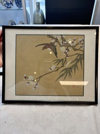 A collection of seven Chinese school paintings: 'Birds, butterflies and flowers', ink and colour on silk, various signatures, 20th C.
