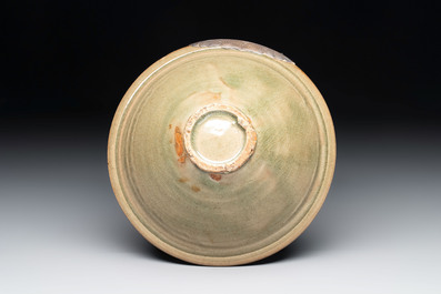 Two Chinese Yaozhou celadon bowls with anhua floral design, Song/Yuan