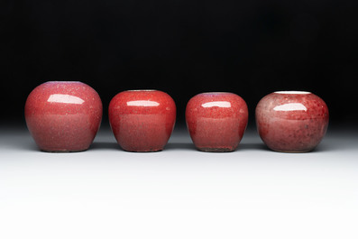 Four Chinese copper-red-glazed water pots, 19th C.