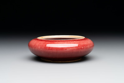 Two Chinese copper-red-glazed brush washers, Kangxi mark, 19th C.