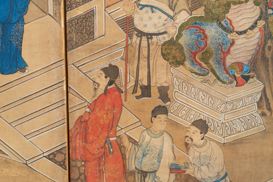 In the manner of Qiu Ying 仇英 (1494-1552): 'Festival in Chinese Garden', ink and colour on silk, 17/18th C.