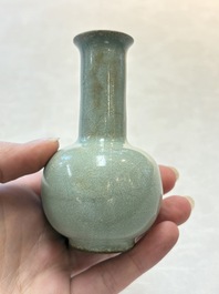 A small Chinese Guan-type Longquan celadon bottle vase, Song/Yuan