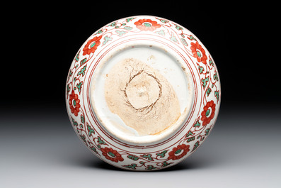 A Chinese Swatow wucai 'egret' plate, Ming