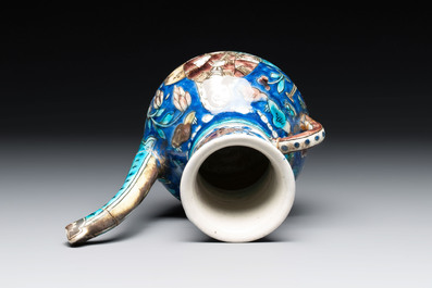 A polychrome Qajar ewer and a gilt bronze-mounted vessel, Iran, 19th C.