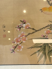 A collection of seven Chinese school paintings: 'Birds, butterflies and flowers', ink and colour on silk, various signatures, 20th C.